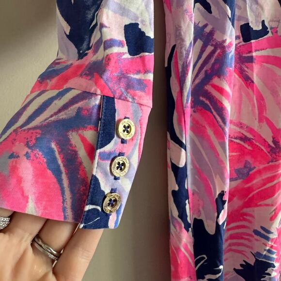 Lilly Pulitzer Pima Cotton Merrit Dress Paradise Point Pink Purple Small 26167 - Picture 3 of 6